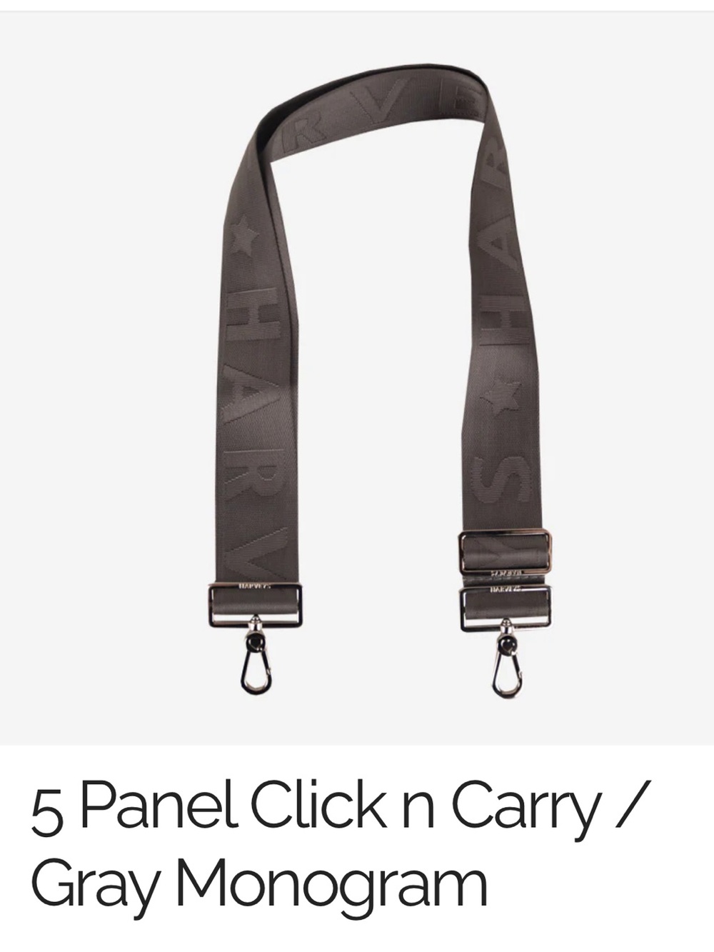 NWT Harveys Click n Carry Gray Embossed Bag Handle